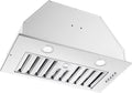20 inch Range Hood Built-in 800CFM Stainless Kitchen Vent Exhaust 3-Speed with Led Bulb Filters 120V