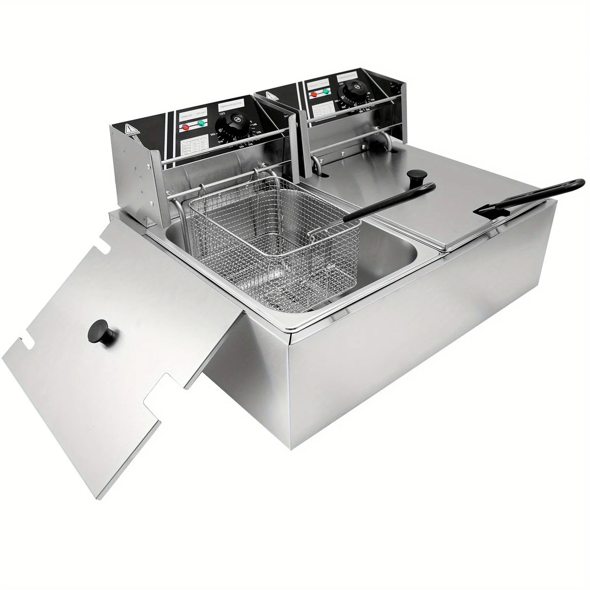 12L Stainless Steel Commercial Electric Deep Fryer - Large Capacity Countertop Fryer with Removable Tank and Lid for Easy Cleaning - Perfect for Restaurants, Cafes, and Home Use