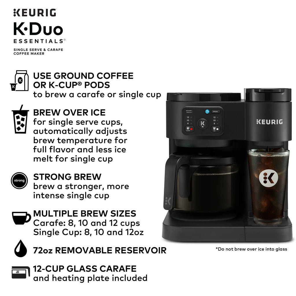 Keurig K-Duo Essentials, Hot & Iced Single-Serve K-Cup Pod Coffee Maker & Carafe,  Moonlight Grey