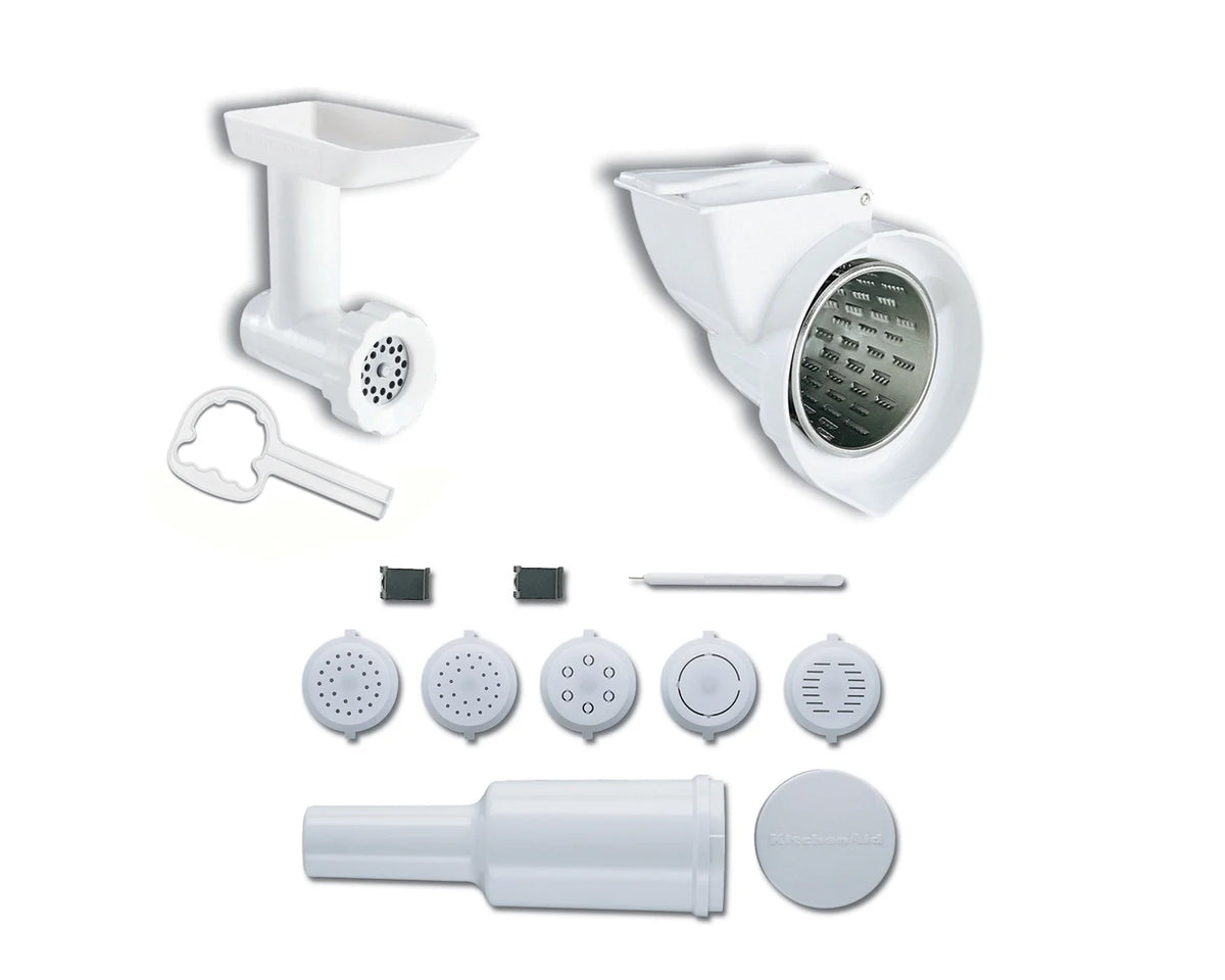 KitchenAid KGSSA Stand Mixer Attachment with Food Grinder, Rotor Slicer, Shredder and Sausage Stuffer, White