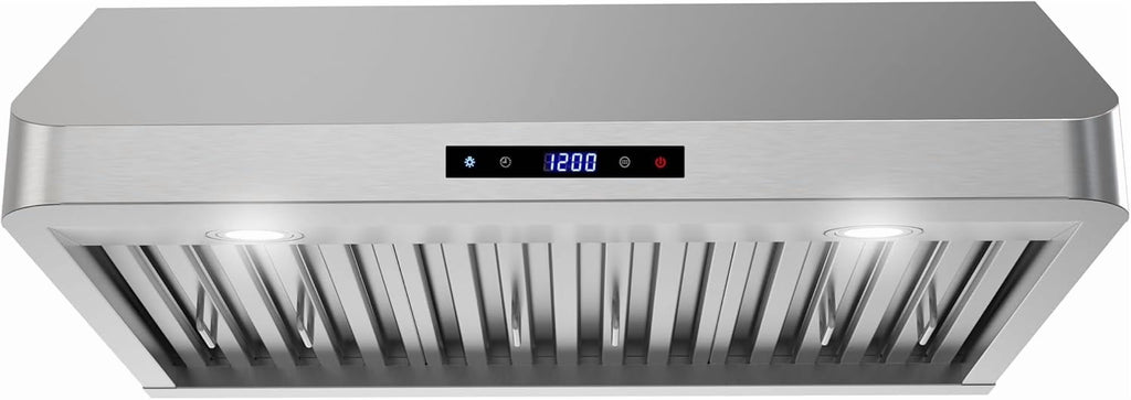 Streamline 30 in. Montecreto Ductless Undermount 406 CFM Range Hood in Brushed Stainless Steel with Baffle Filters, Touchpad Control, LED Lights