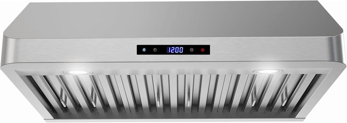 Streamline 30 in. Montecreto Ductless Undermount 406 CFM Range Hood in Brushed Stainless Steel with Baffle Filters, Touchpad Control, LED Lights
