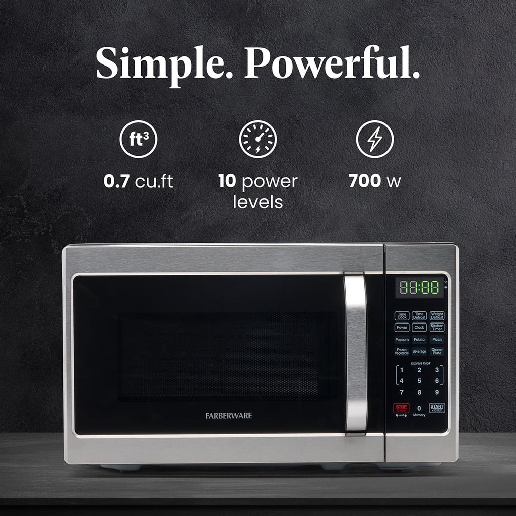 Farberware 1.1 Cu. Ft. 1000-Watt Compact Microwave Oven, Black