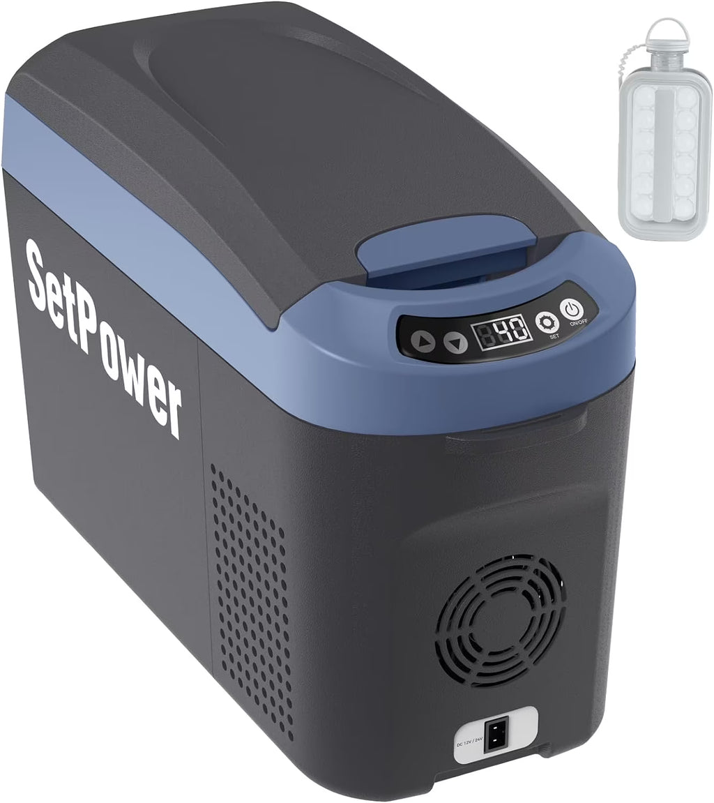 Setpower AB15 12 Volt Refrigerator,16 Quart(15L) Electric Cooler,Portable Car Refrigerator RV Fridge,12v Cooler for Camping,Travel,RV,Vehicles,MPV,SUV,Van;3-Year Warranty (Blue)