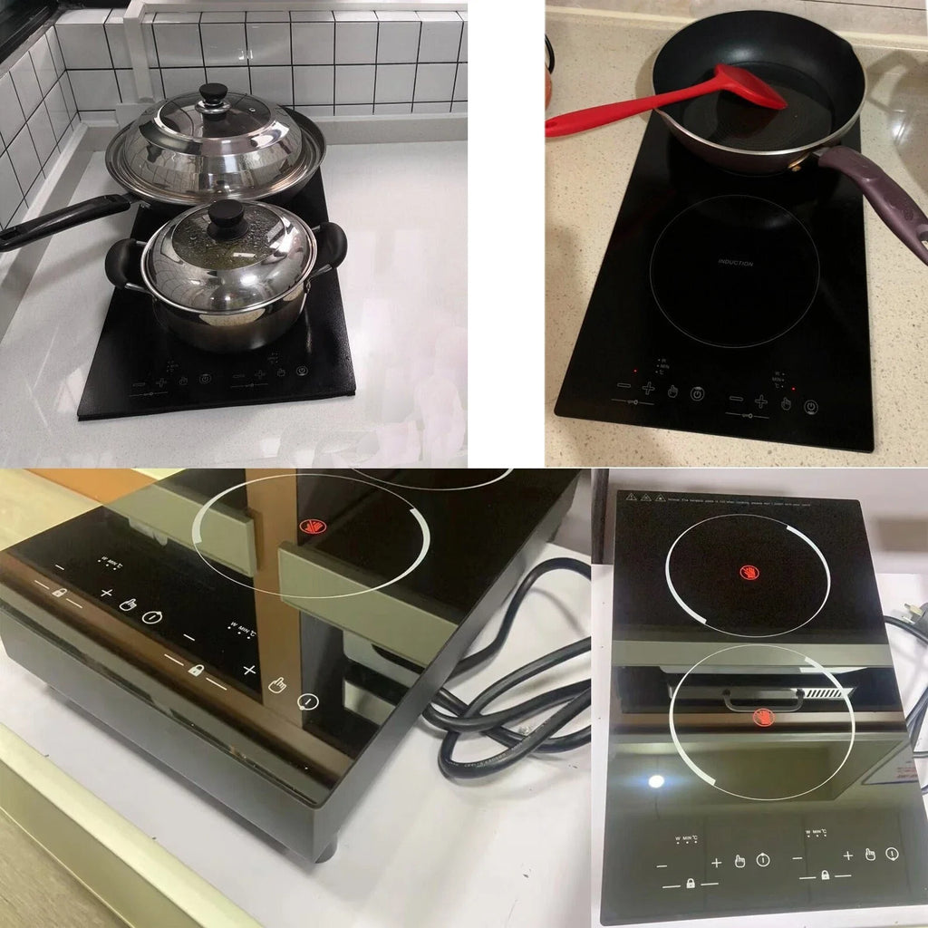 iMeshbean 12inch Electric Ceramic Cooktop 220V 3000W Electric Induction Cooktop 2 Burners Stove Top Built-In/Integrated Touch Control