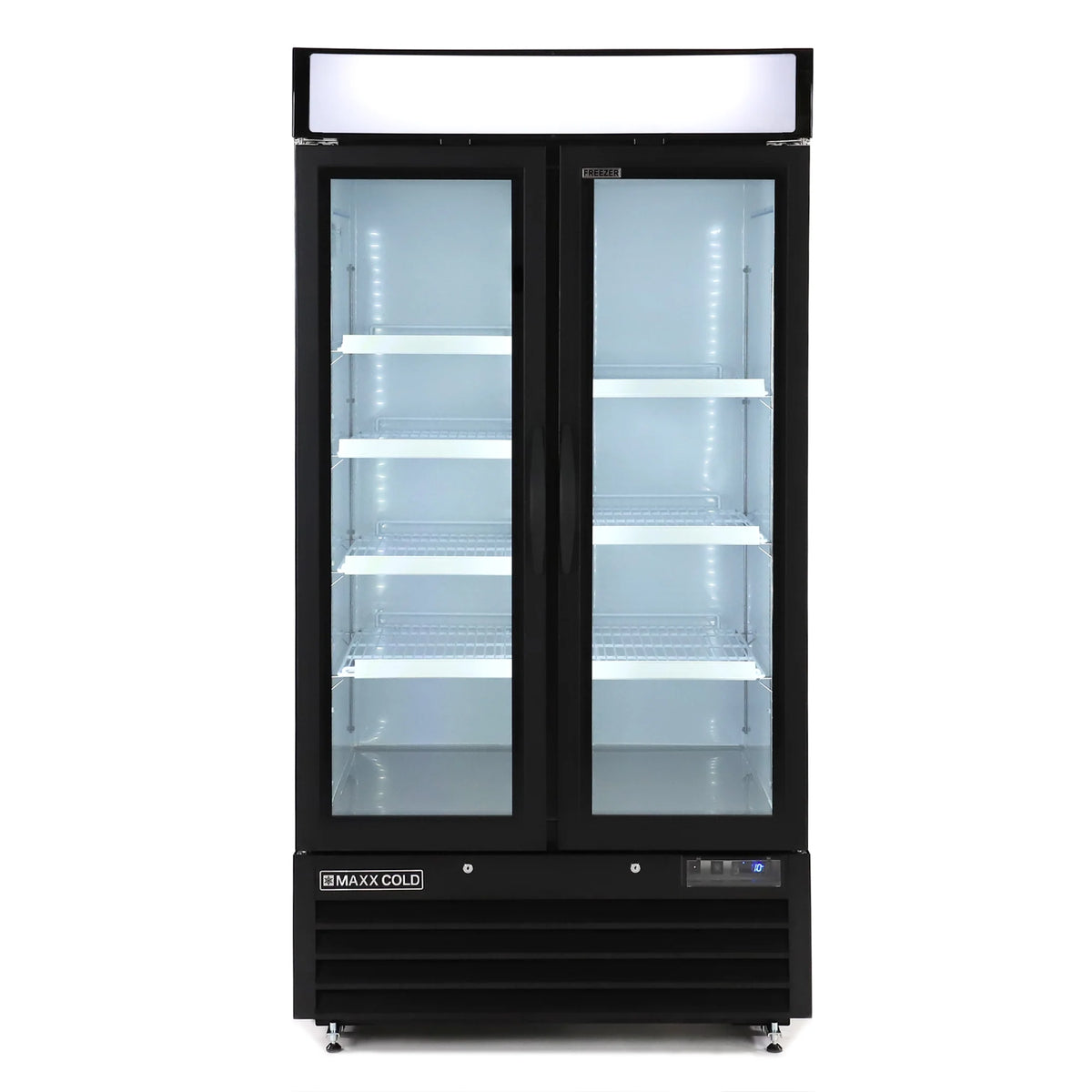 Maxx Cold 36 cuft Double Door Freezer, Black Exterior, Swinging Doors