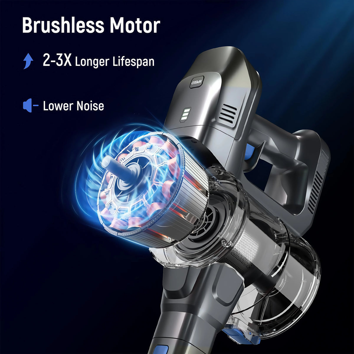 Lazyswan Cordless Vacuum Cleaner 35KPA 400W Stick Vacuum 50min 2200mAh for Home Pet Hair Car Carpet Hardwood Floor