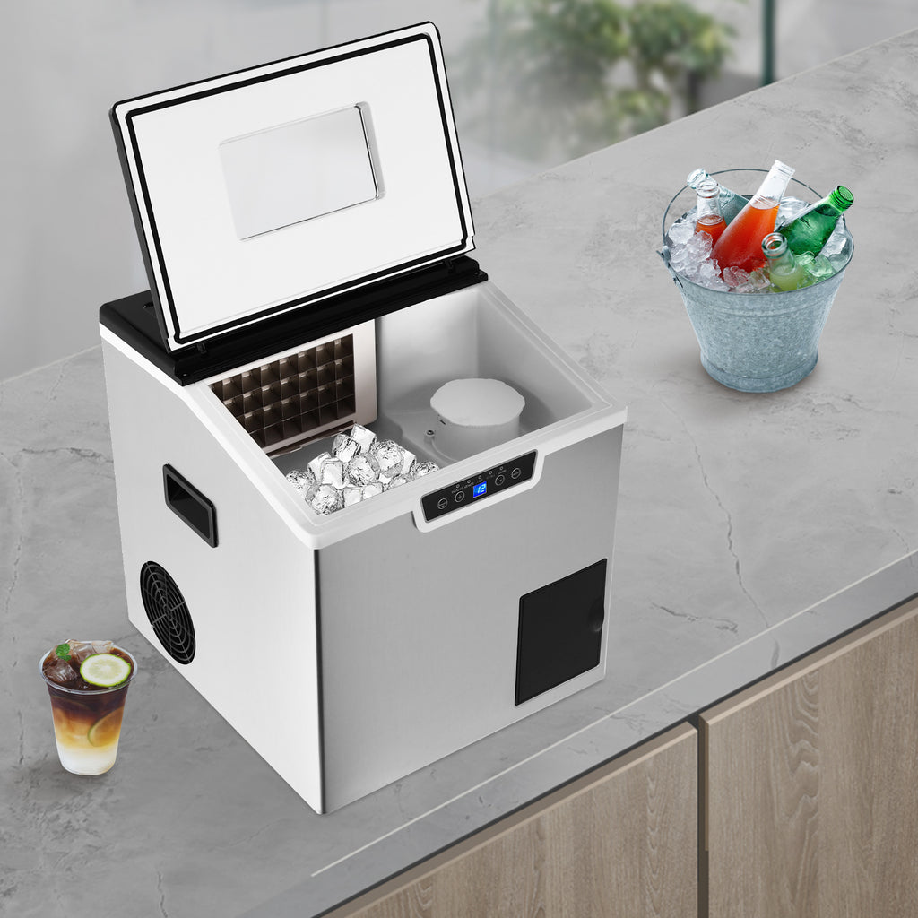 Corded Electric Ice Cube Maker, Tabletop Ice Maker, Crushed Ice and Ice Cube Maker ZBS-20 with LCD Display