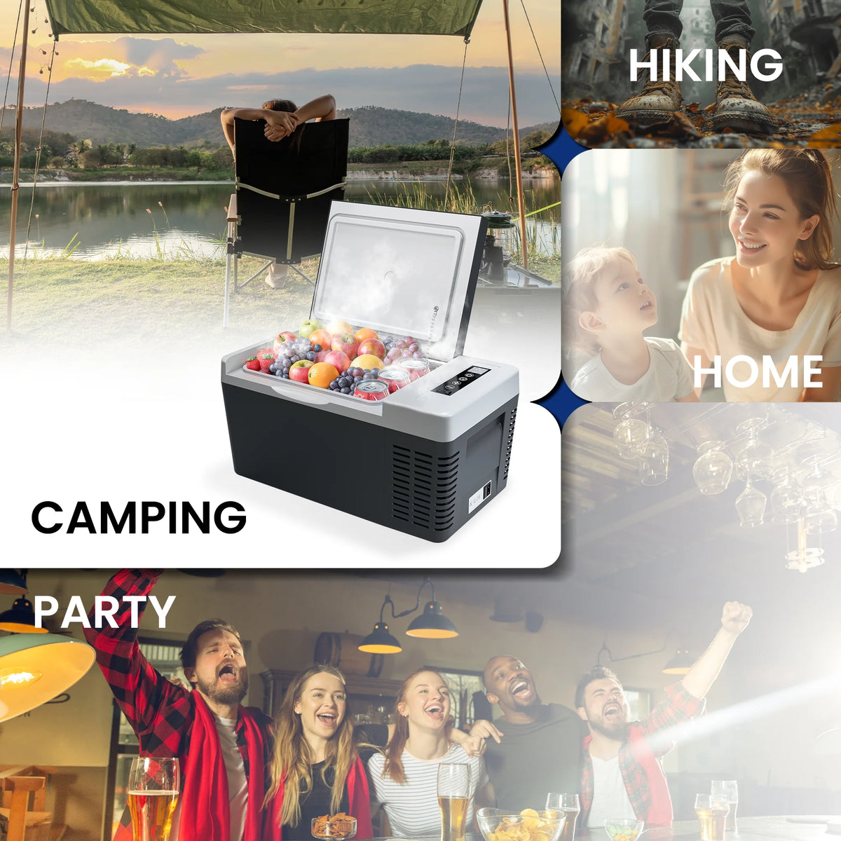 Simzlife 12 Volt 19QT(18L) Portable Car Refrigerator, -4�H~50�H, 12/24V DC & 110-240V AC, Mini Fridge for RV Camping, Travel, Truck, Home, Black