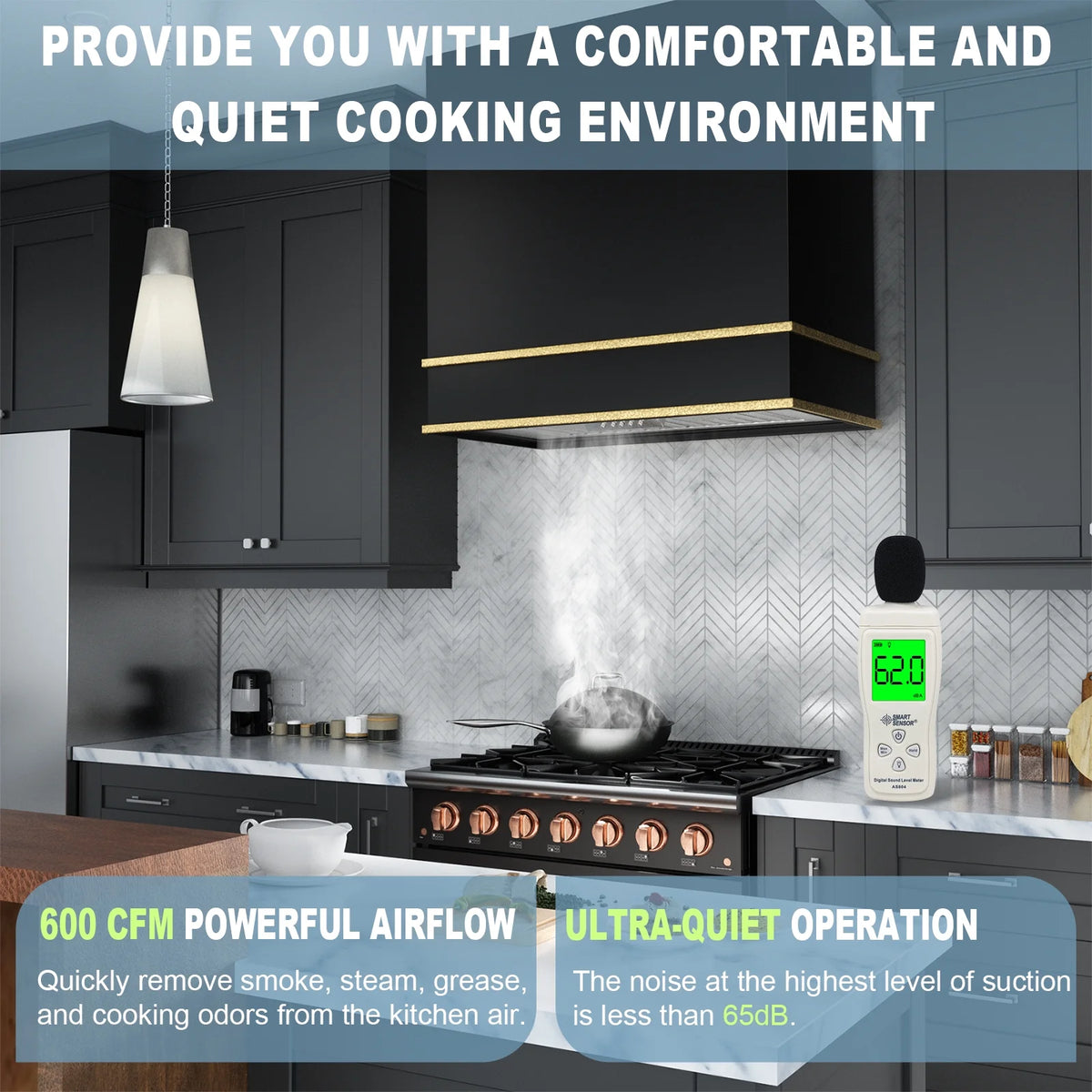 Akicon Range Hood 30 Inch, 600 CFM Ducted Vent Hood, Stainless Steel Box Kitchen Hood with 2 LED Lights, Removable Baffle Filters, Stove Hood Vent for Kitchen, 3 Speeds, Wall Mounted (AK-HS30HB-JBC)