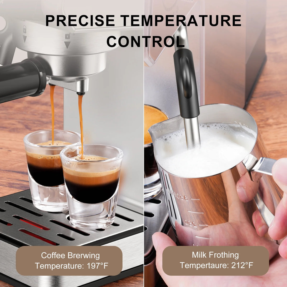 LINKChef Espresso Machine 20 Bar, Professional Espresso Maker with Milk Frother Steam Wand