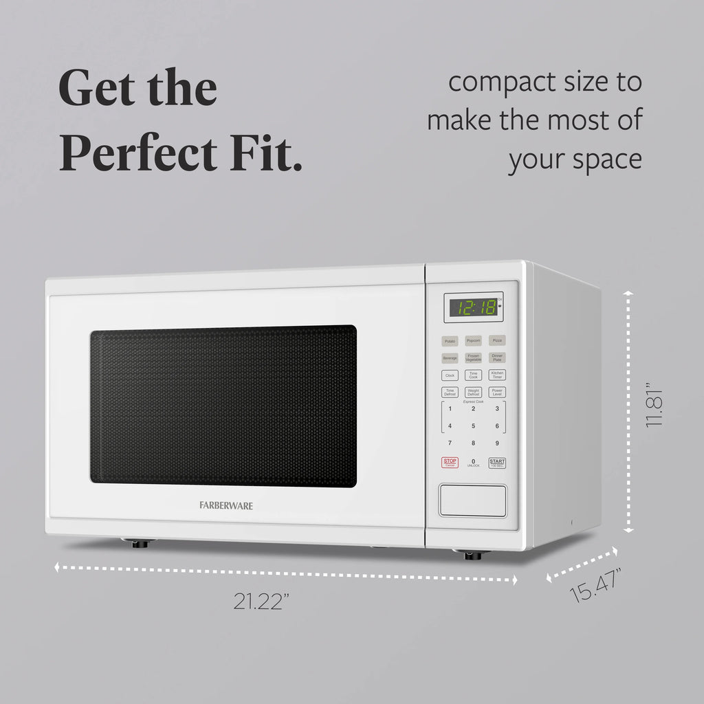 Farberware FMGZ09BKA 0.9 Cu. Ft. Microwave Oven, 900W, Digital Control, LED Display, 6 Cooking Presets, Black