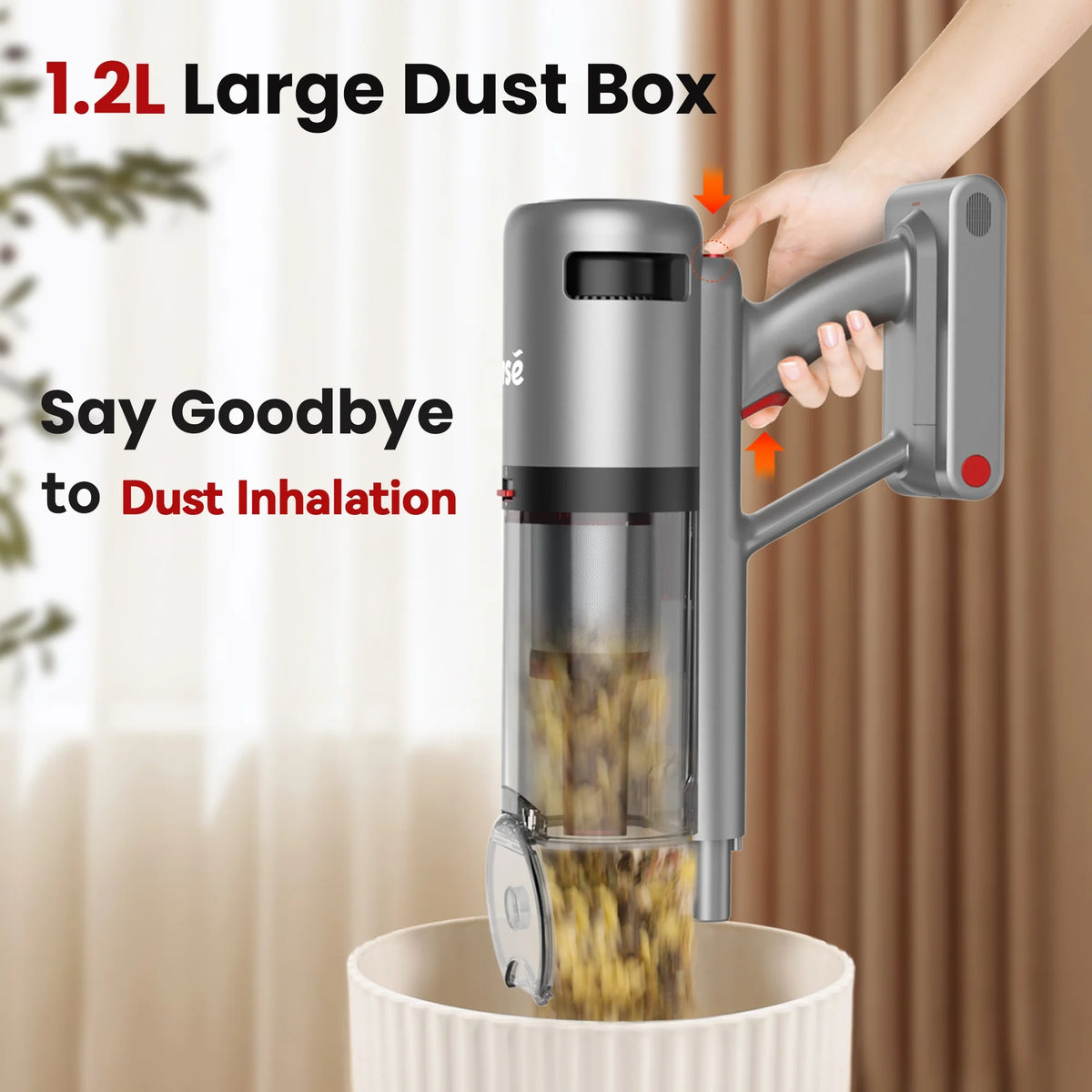 INSE Lightweight Cordless Vacuum with 30Kpa Powerful Suction & 60 Mins Runtime, Stick Vacuum  for Carpet, Tile, Pet Hair, Hardwood Floors