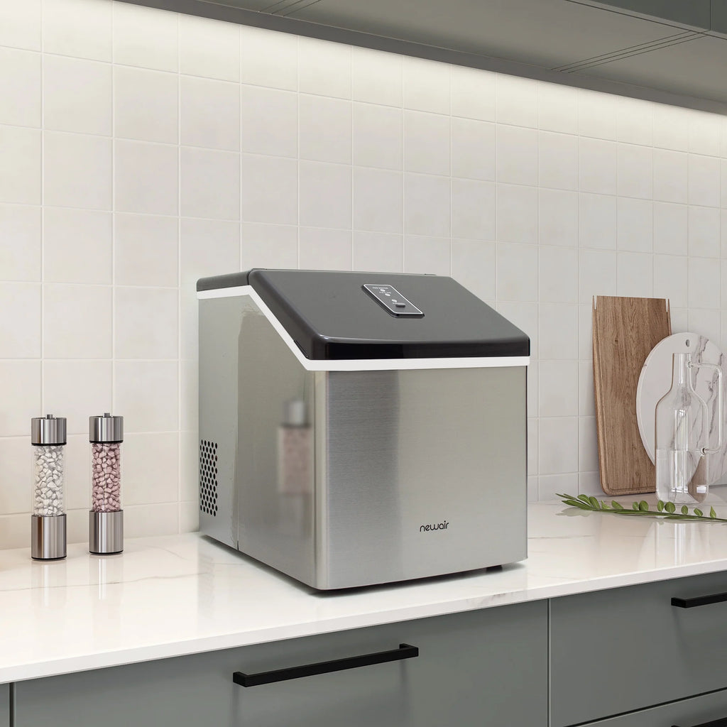 Newair Portable Countertop 40lb Clear Ice Maker Machine, Stainless Steel