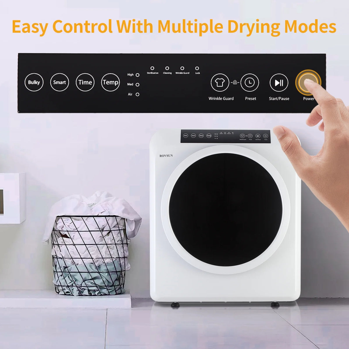 VINGLI Portable Clothes Dryer 3.5 Cu.Ft 1300W White Electric Tumble Dryer