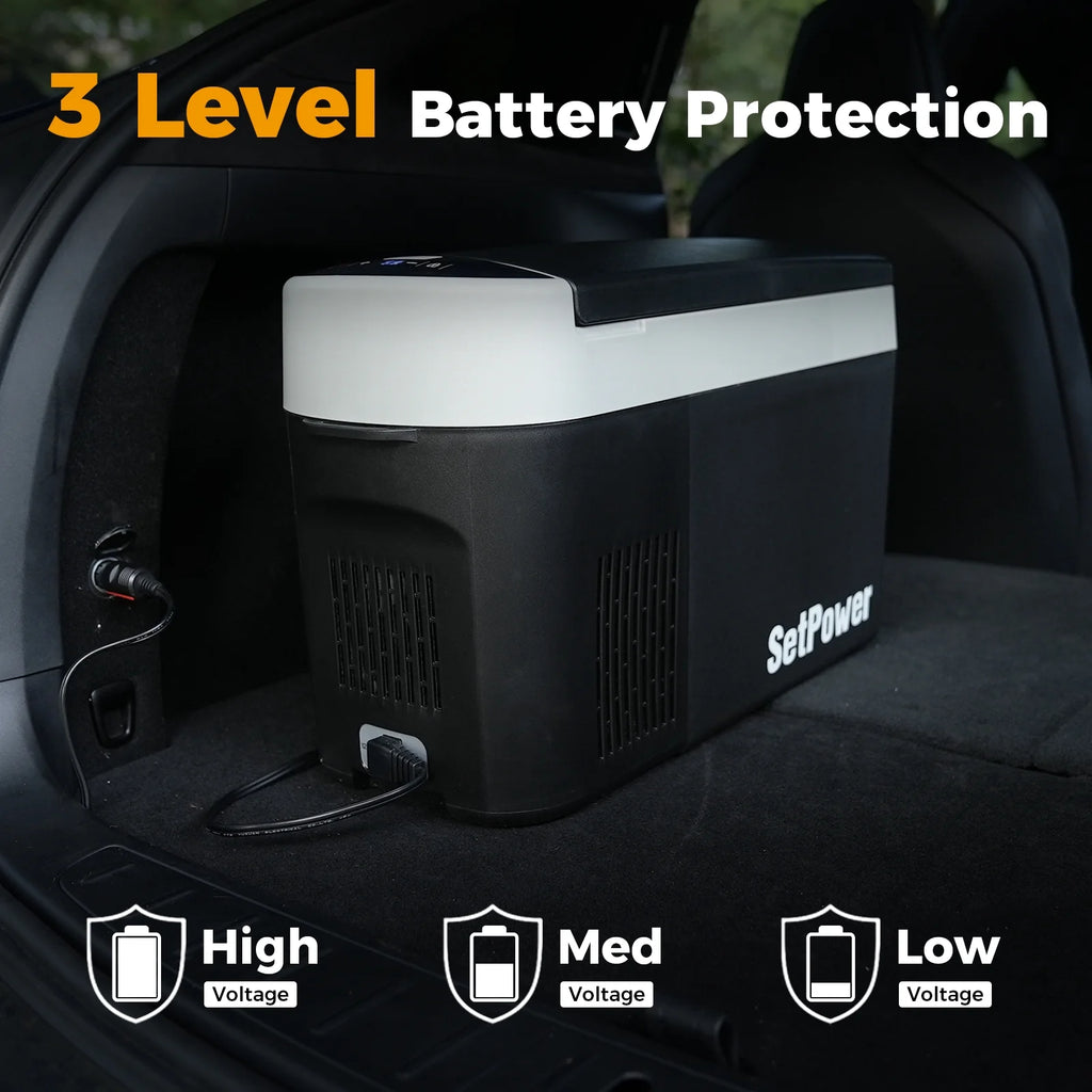 Setpower AB15 12 Volt Refrigerator,16 Quart(15L) Electric Cooler,Portable Car Refrigerator RV Fridge,12v Cooler for Camping,Travel,RV,Vehicles,MPV,SUV,Van;3-Year Warranty (Blue)