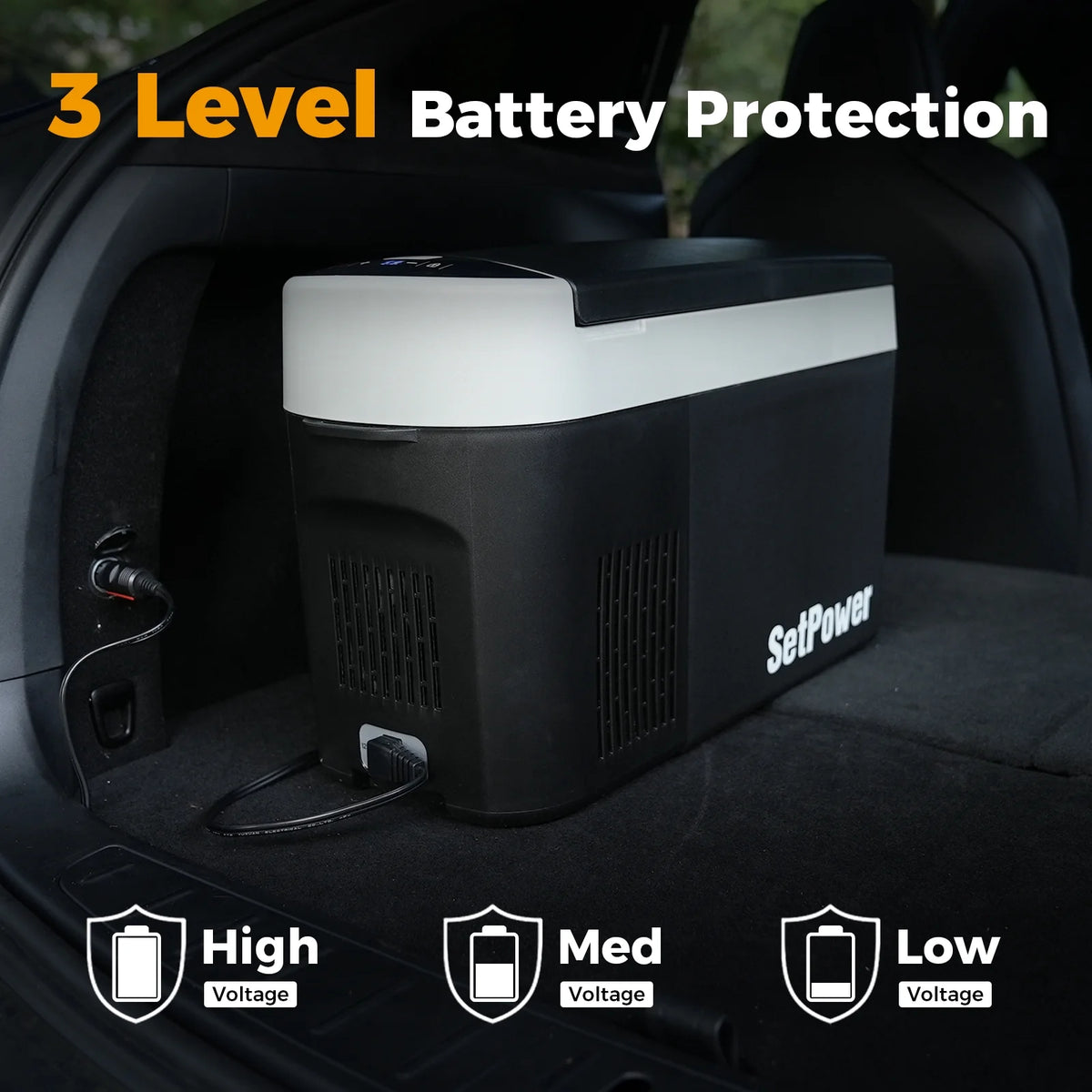 Setpower AB15 12 Volt Refrigerator,16 Quart(15L) Electric Cooler,Portable Car Refrigerator RV Fridge,12v Cooler for Camping,Travel,RV,Vehicles,MPV,SUV,Van;3-Year Warranty (Blue)