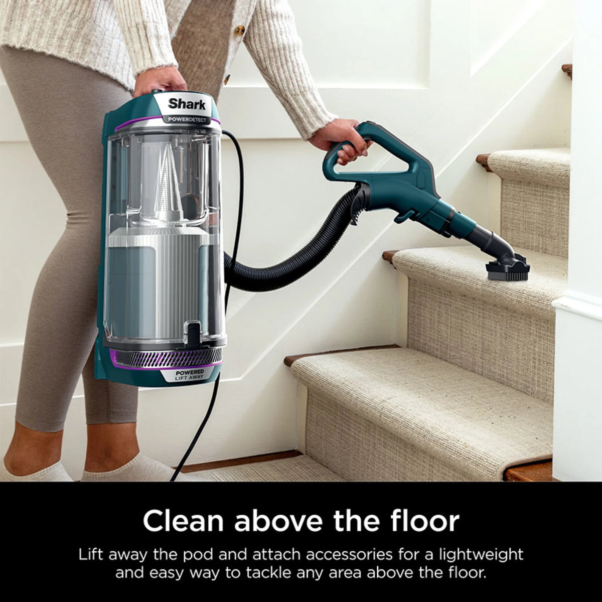Shark POWERDETECT Upright Vacuum, Pet-Friendly, Two Brushroll System, Powerful Suction, DuoClean Detect, Self-cleaning Brushroll, Odor Neutralizer, LED Lights, AZ4000 Black/Teal