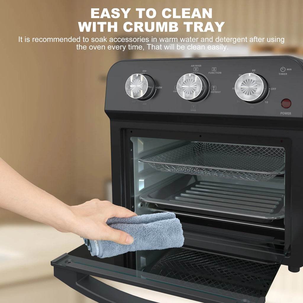 PlumChef 13 Quart 4 Slices Air Fryer Convection Toaster Oven, 1500W, 7 in 1 Multifunction with Roast, Bake, Grill, Broil, Toast, Dehydrate, Defrost, Stainless Steel