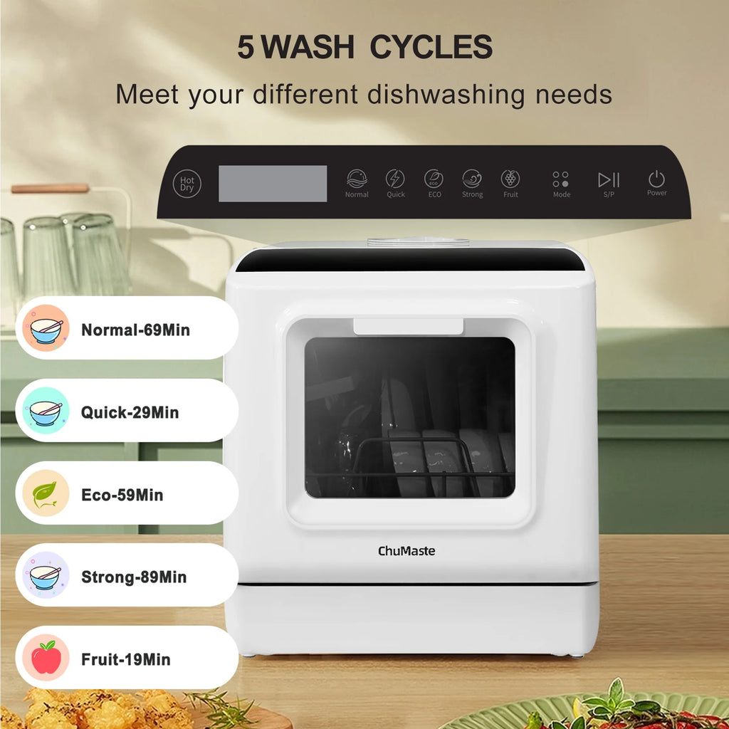 countertop dishwasher  portable dishwasher with water tank  5 wash programs  leak-proof and can also be connected to the tap. For apartments  dorms  offices  boats  RVs  kitchene