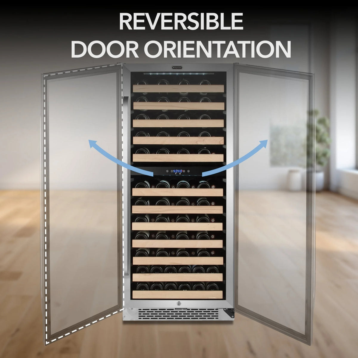 Whynter 24 inch Wine Cooler Refrigerator, 46 Bottle Wine Fridge, Freestanding & Built-in with Reversible Glass Door