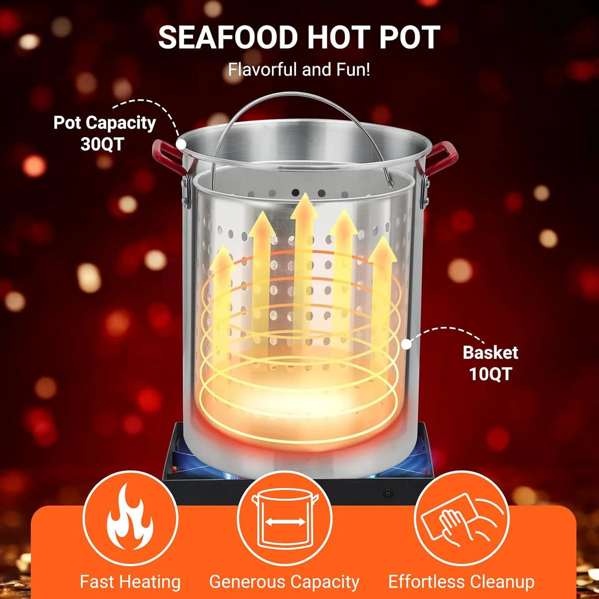 30 QT Turkey Fryer Cooker Set and 10 QT Kit,Home 50,000 BTU Aluminum Turkey Deep Fryer and Propane Burner Kit, Outdoor Propane Deep Fryers Stove Burner Stand, Baskets, Marinade Injector, Thermometer