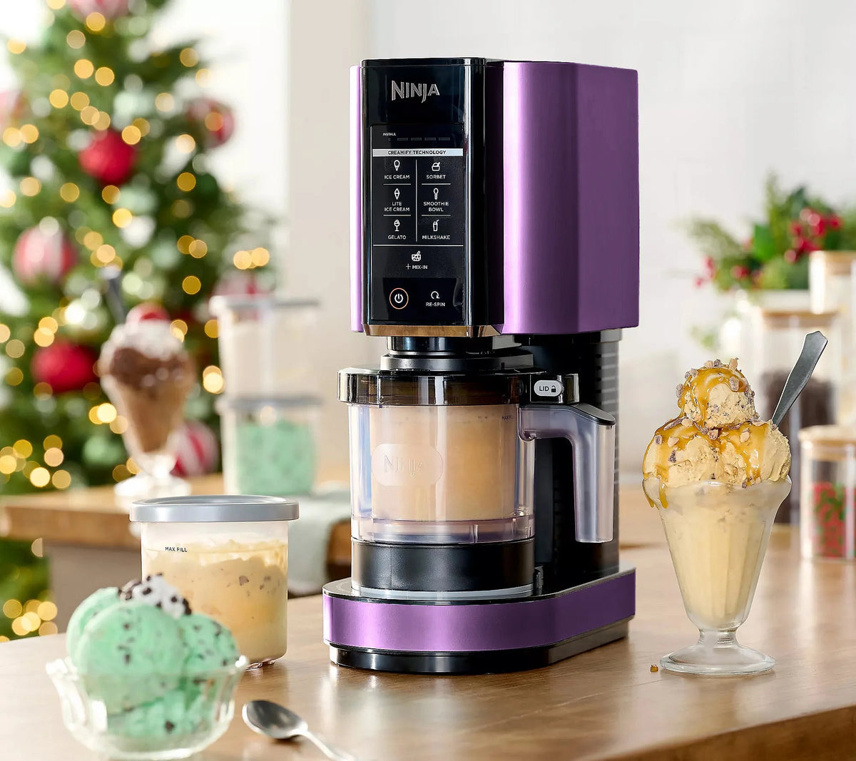 Restored Ninja NC301 CREAMi Ice Cream Maker, for Gelato, Mix-ins, Milkshakes, Sorbet, Smoothie Bowls & More - Purple (Refurbished)