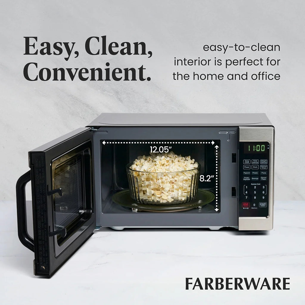 Farberware 1.1 Cu. Ft. 1000-Watt Compact Microwave Oven, Black