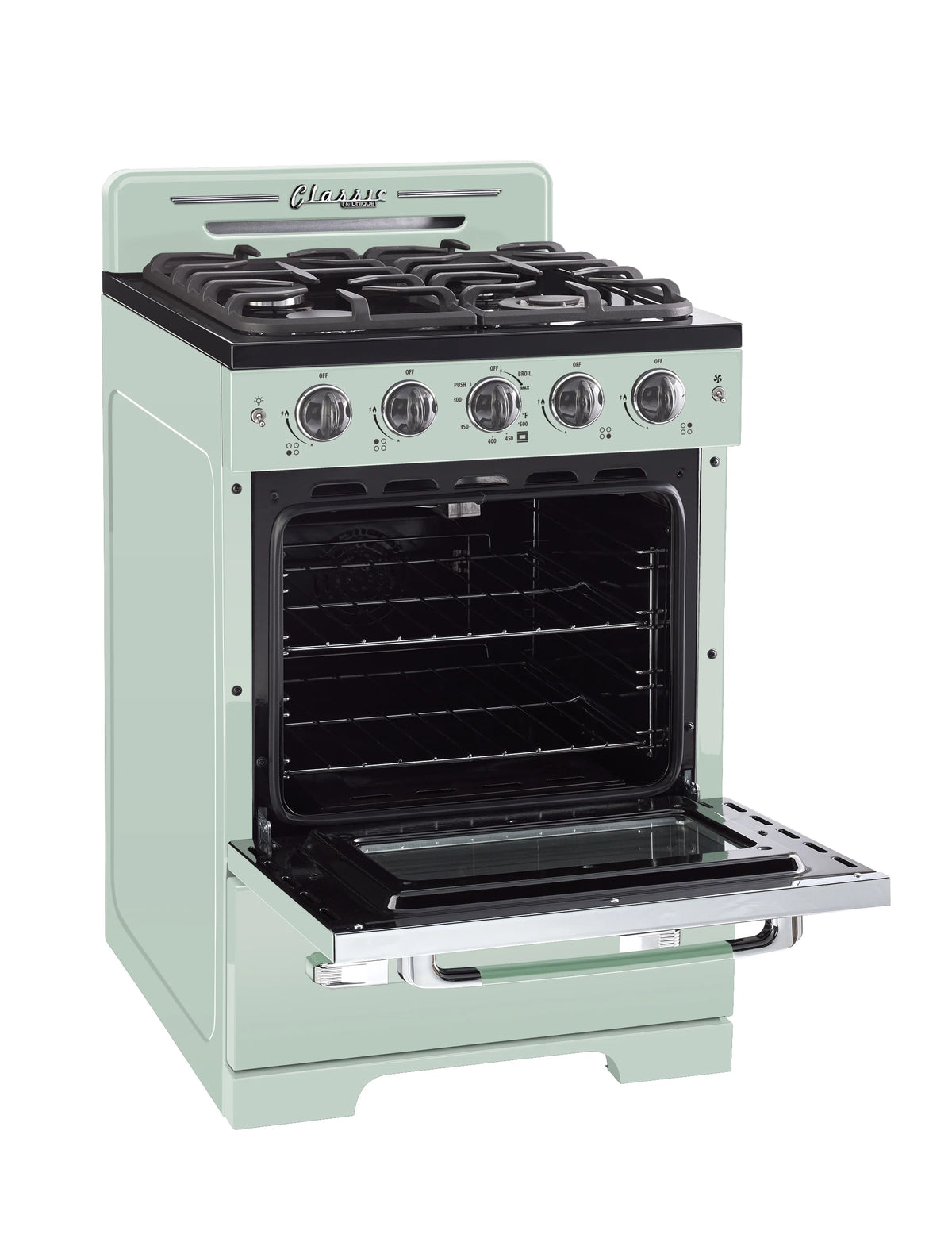Unique Classic Retro 24" 2.9 cu/ft Freestanding Gas Range with Convection Oven and Sealed Burners