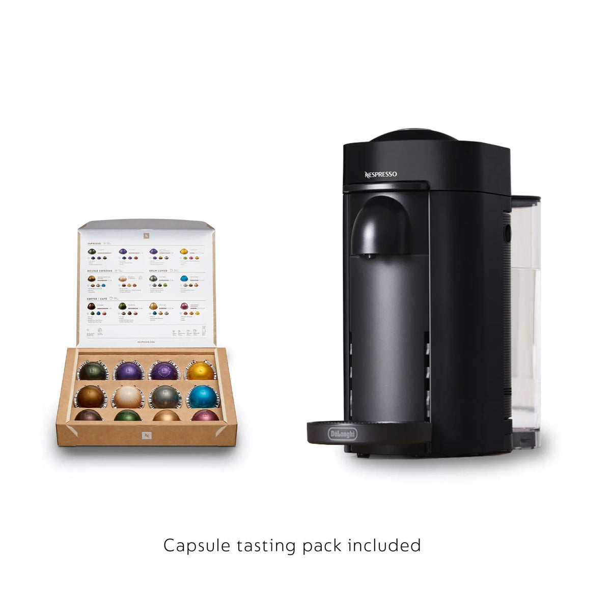 Nespresso New Vertuo Plus Deluxe Coffee and Espresso Machine by De'Longhi, Black, Single-Serve Brewers