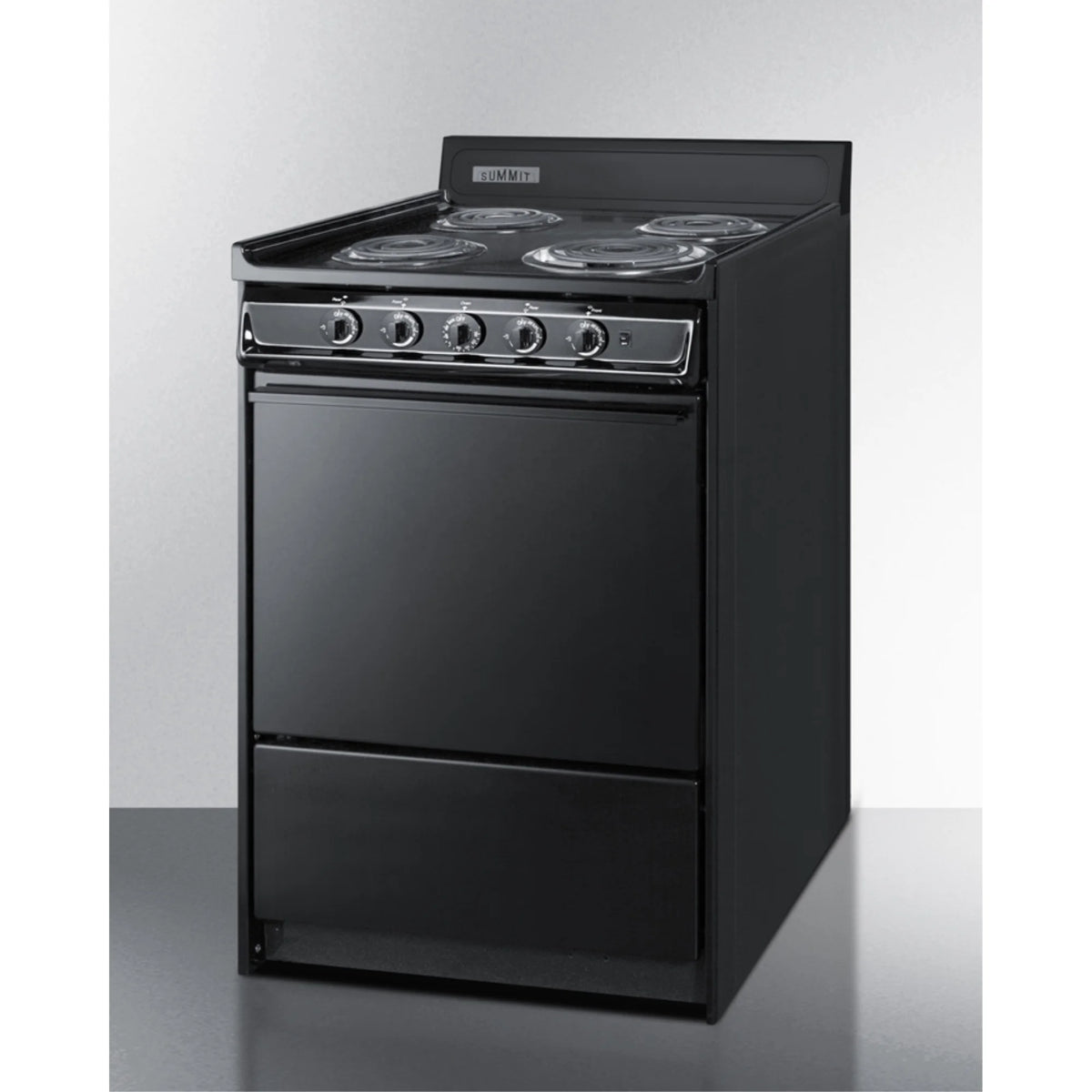 24" wide electric coil range in black