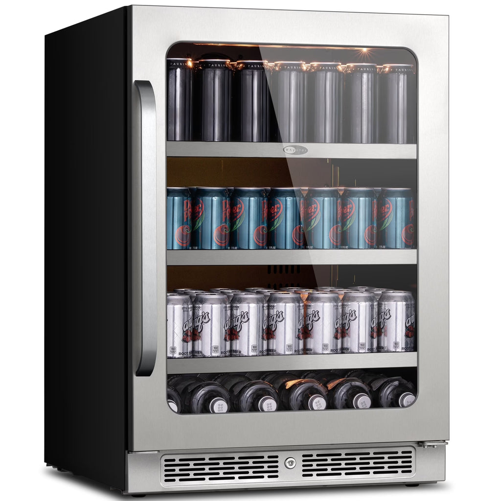 Whynter 24'' Beverage Refrigerator Cooler, 140 Cans Beverage Fridge, Built in or Freestanding Beverage Center with Stainless Steel Door