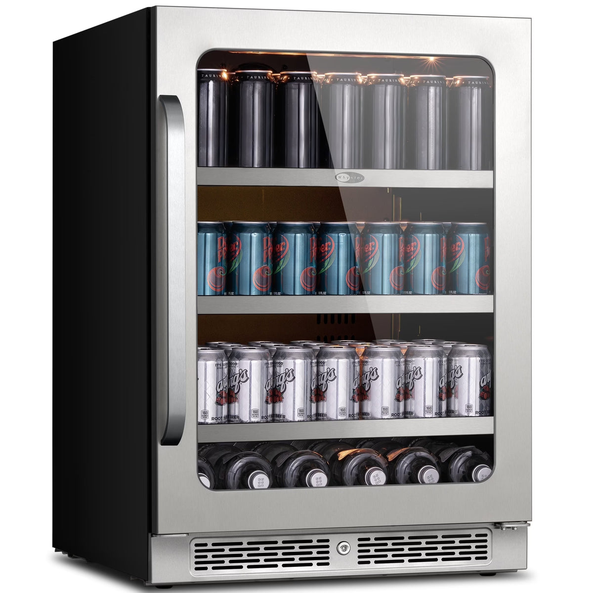 Whynter 24'' Beverage Refrigerator Cooler, 140 Cans Beverage Fridge, Built in or Freestanding Beverage Center with Stainless Steel Door