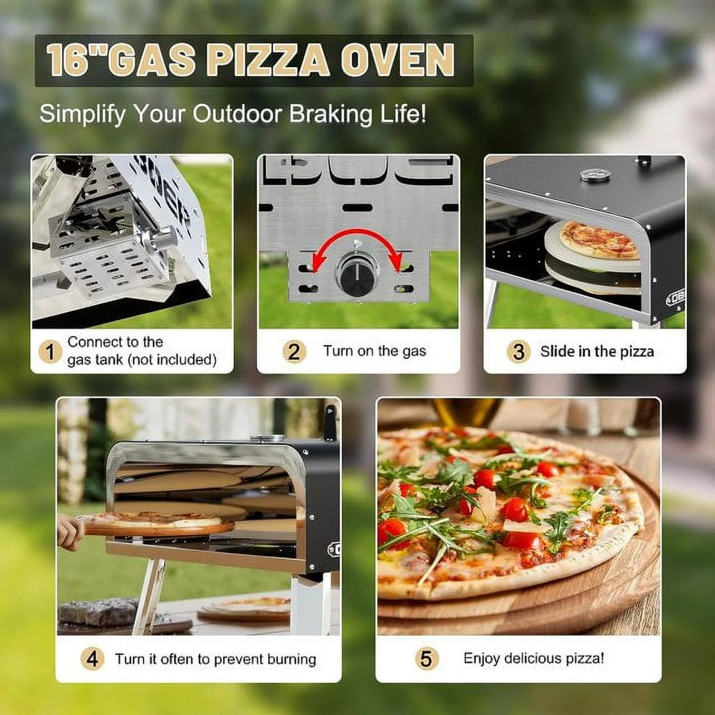 Lilypelle 16�� Dual-Fuel Outdoor Pizza Oven, Portable