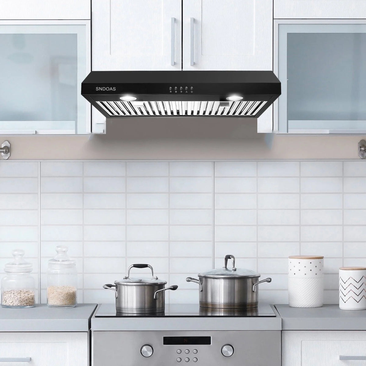 SNDOAS New 30 inch Kitchen Stainless Range Hood 3-Speed Under Cabinet Exhaust Vent with Filter 120V