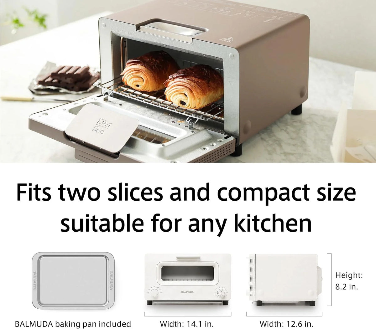 BALMUDA The Toaster | Steam Oven Toaster | 5 Cooking Modes | Precise Heat Control | White