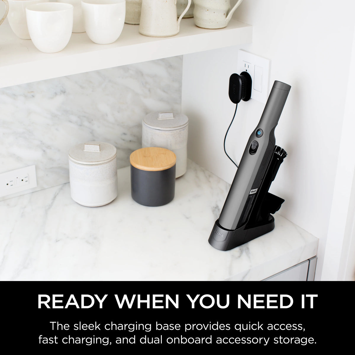 Shark Cordless Handheld Vacuum , Wandvac, for Pet Hair, Carpet & Car, Powerful suction, high speed brushless motor, ultralight weight, with easy emptying and charging dock, WV200, Graphite