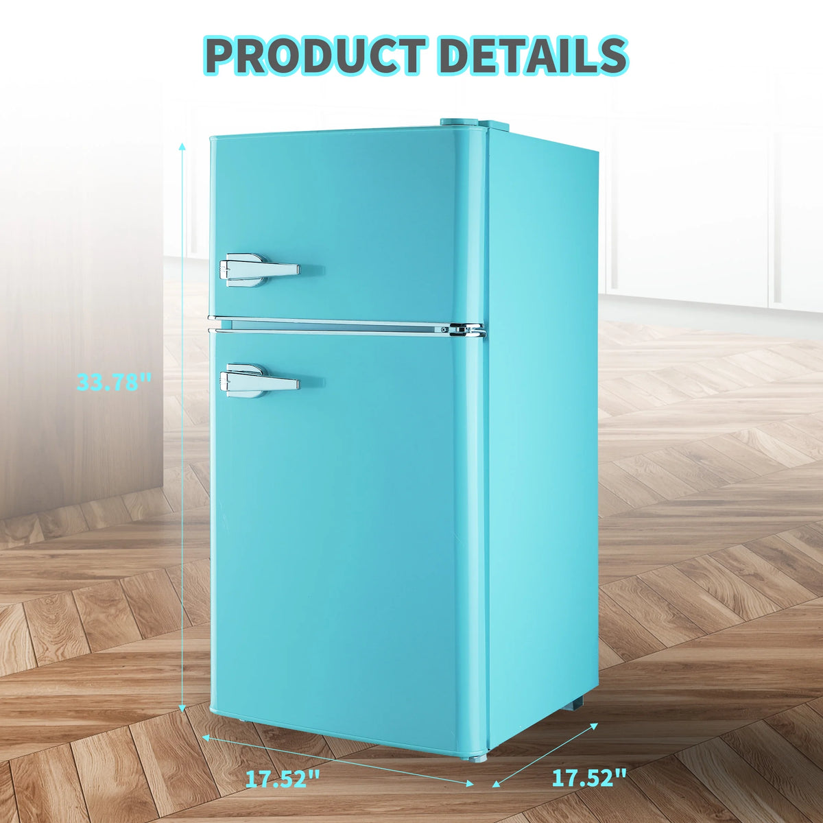 Two Door Mini Refrigerator with Freezer,3.5Cu.ft Small Freezer for Bedroom Dorm Gameroom,Blue