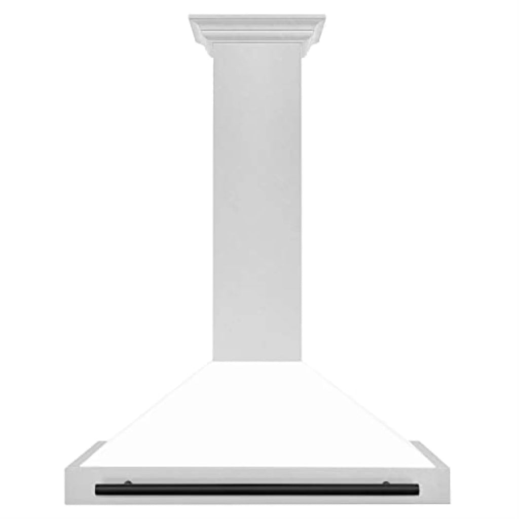 ZLINE 36" Autograph Edition DuraSnow Stainless Steel Range Hood with White Matte Shell and Gold Handle