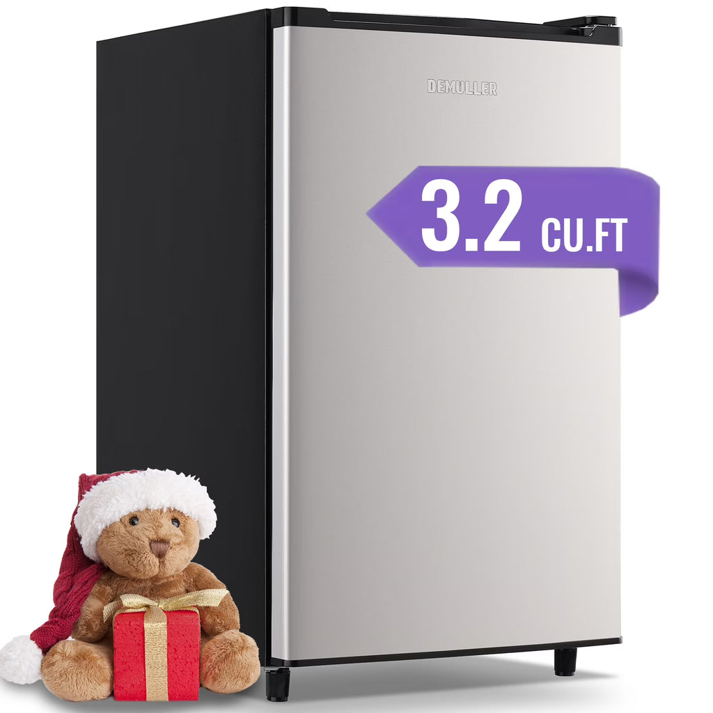 DEMULLER Upright Freezer 3.2 Cu. ft Front Door Freezer Compact Adjustable Thermostat Silver