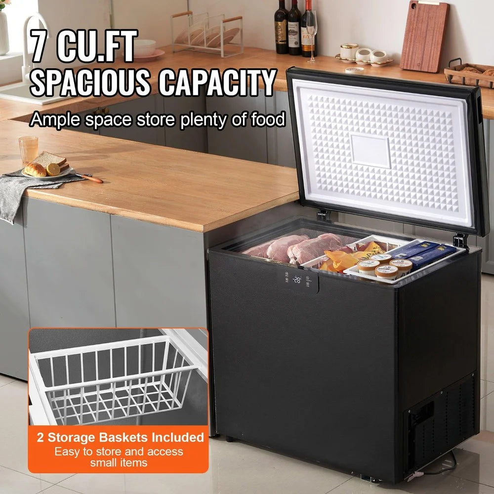Choco Moon Large Capacity 14.5 Cu.ft Chest Freezer, 345L Storage, 4 Slide-Out Baskets, Lockable Lid, 8 Temp Control Levels, Energy-Efficient LED Lights, 6 Swivel Casters for Easy Mobility