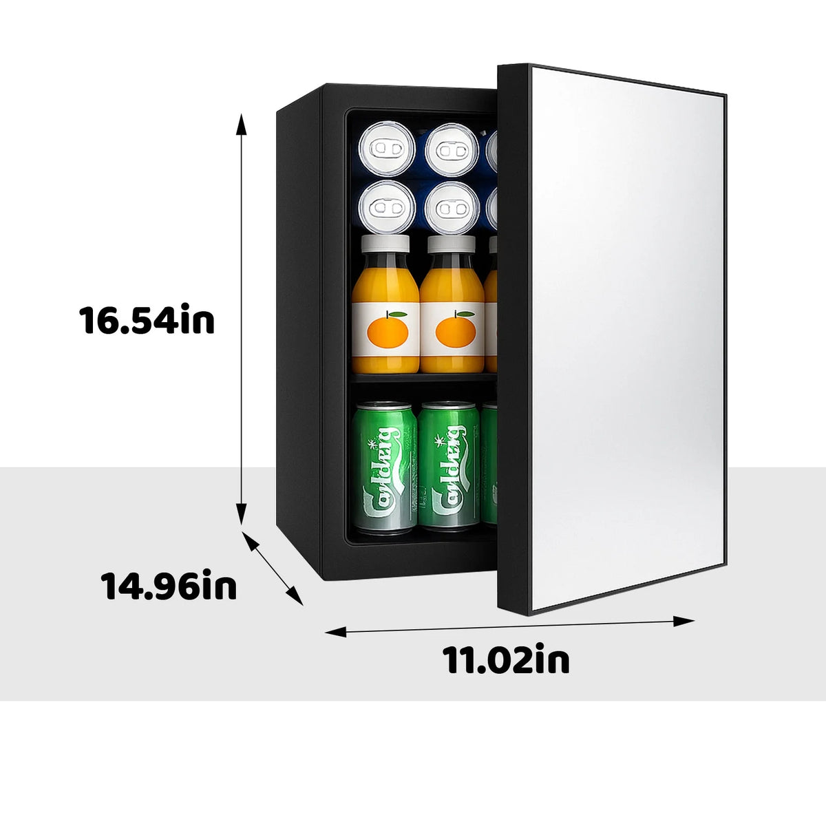 24Can/0.9Cu Mini Refrigerator and Personal Beauty Cooler, Mirrored Door Compact Beverage Fridge for Beer,Wine