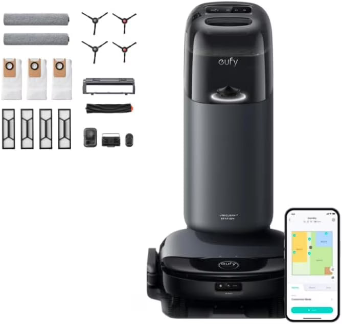 eufy S1 with All-in-One Station, HydroJet System with Roller Mop, Robot Vacuum and Mop Combo + Official Accessory Kit