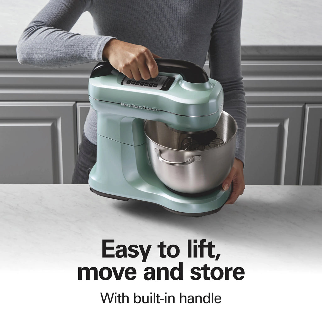 Hamilton Beach 4 Quart Stand Mixer for Kitchen, 7 Speeds, Tilt-Head, Dough Hook, Whisk & Flat Beater, Black