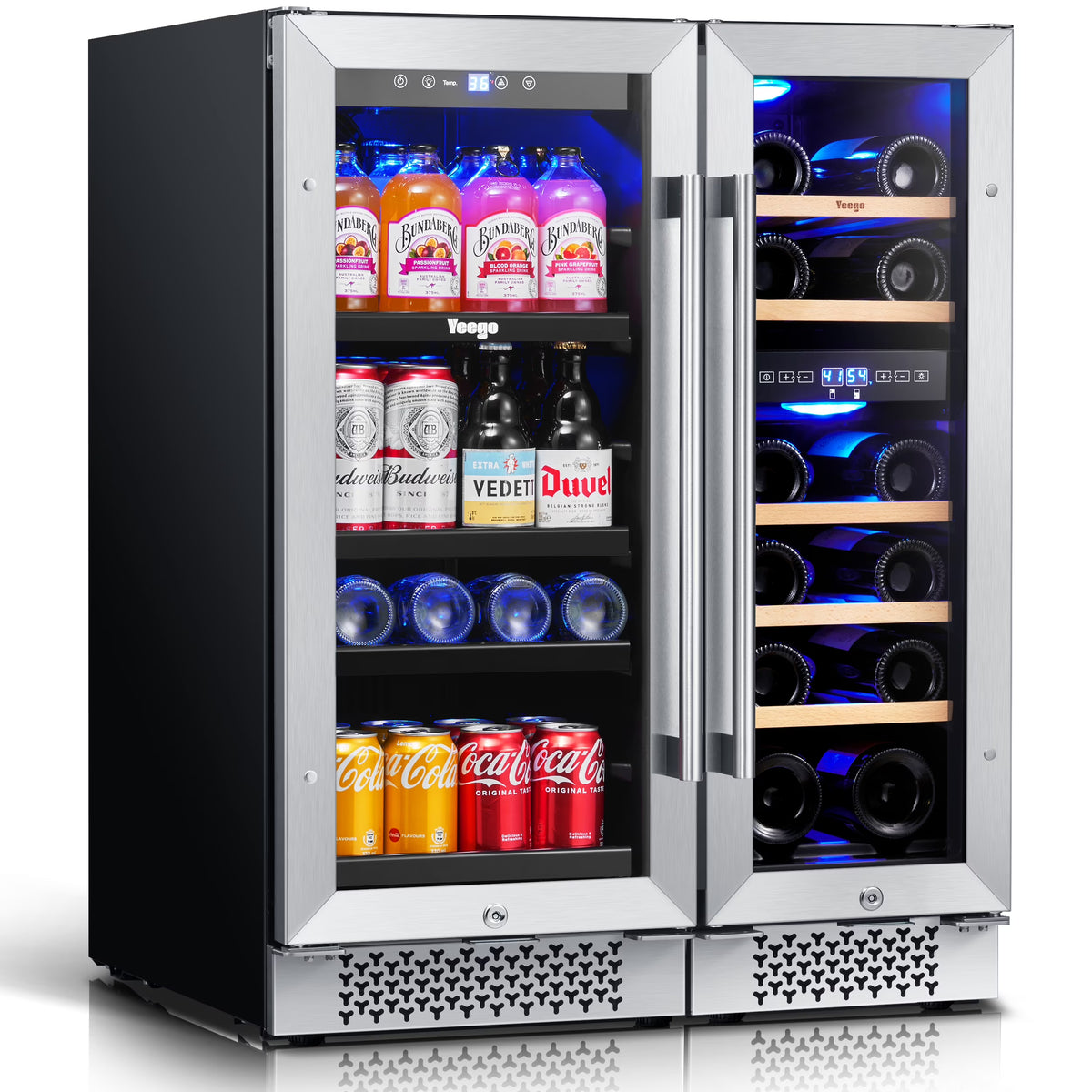 Yeego 30" Wine and Beverage Refrigerator,Two 15" Wine and Beverage Cooler Under Counter or Freestanding, Hold 33 Bottles and 80 Cans(Two Pack)