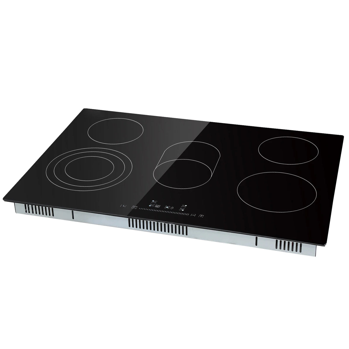 KFFKFF 8600W Electric Ceramic Cooktop, 30" 5 Burners Built-in Countertop Burners Cooker Touch Control, Overheat Protection, Child Lock, 9 Power Levels, 220-240V (NO Plug)