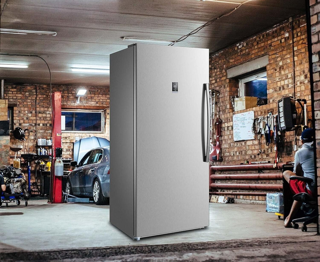 Smad Upright Freezer, Standup 21 Cu ft  Frost Free with Drawers Stainless Steel Standing Convertible Refrigerator for Garage Kitchen Use