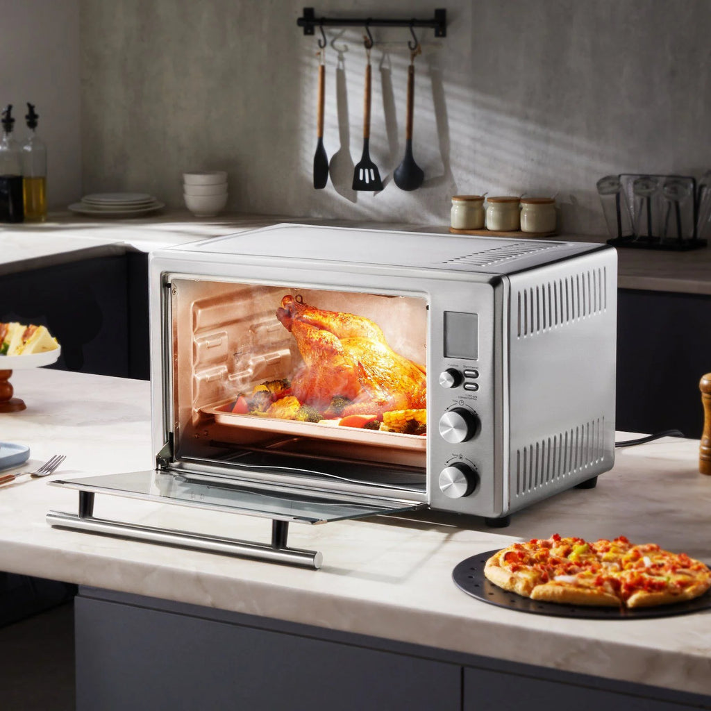 10-in-1 Countertop Convection Oven, 28L Toaster Oven with Air Fryer, 1800W Bake Rotisserie & Toast, Includes Pan & Rack