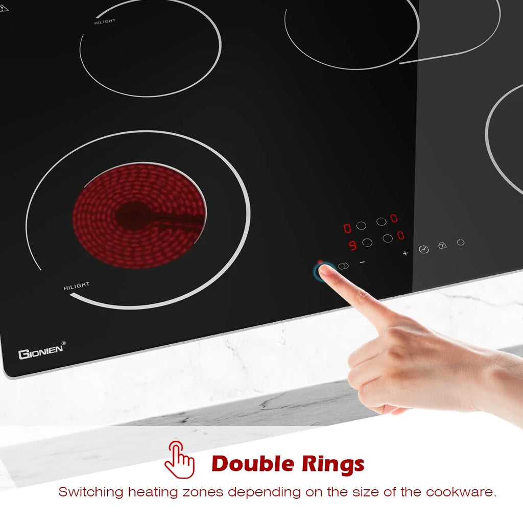 GIONIEN Electric Cooktop 30 Inch Ceramic Cooktop 4 Burners, 220V~240V Flexi Zone