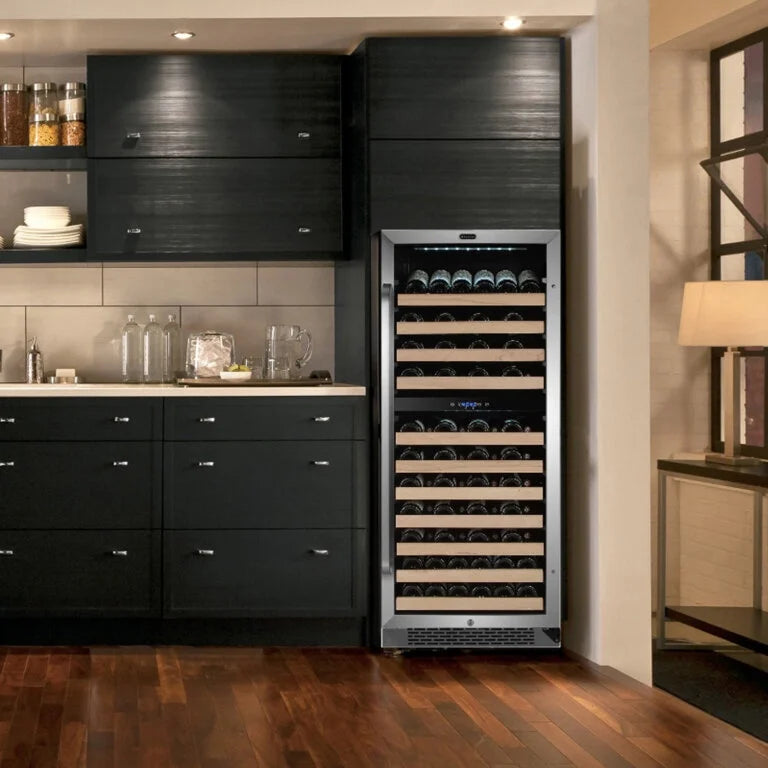 Whynter 24 inch Wine Cooler Refrigerator, 46 Bottle Wine Fridge, Freestanding & Built-in with Reversible Glass Door